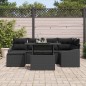 vidaXL Set di divani da giardino 7 pezzi con cuscini in rattan sintetico nero