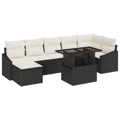 vidaXL Set divano da giardino 8 pezzi con cuscini in rattan sintetico nero