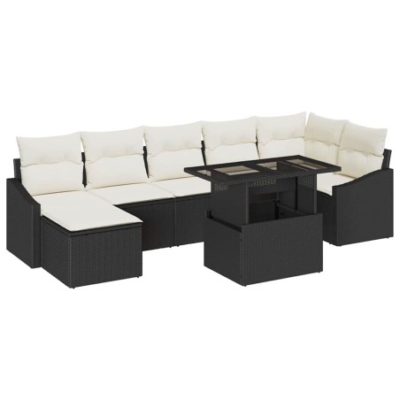 vidaXL Set divano da giardino 8 pezzi con cuscini in rattan sintetico nero