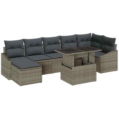 vidaXL Set divano giardino 8 pezzi con cuscini in rattan grigio