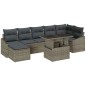 vidaXL Set divano giardino 8 pezzi con cuscini in rattan grigio