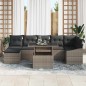vidaXL Set divano giardino 8 pezzi con cuscini in rattan grigio
