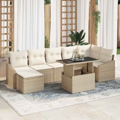 vidaXL Set di Divani da Giardino da 8 Pezzi con Cuscini Beige in Rattan Polietilene