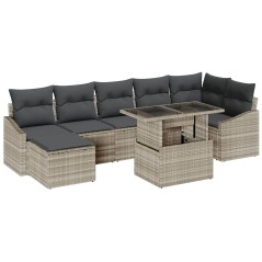 vidaXL Set di divani da giardino 8 pezzi con cuscini grigi in polirattan