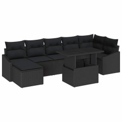 vidaXL Set di divani da giardino , 8 pezzi in rattan sintetico nero con cuscini