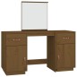 Set Toeletta con Specchio Marrone Miele Legno Massello di Pino Set Toeletta con Specchio Marrone Miele Legno Massello di Pino