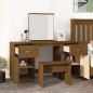 Set Toeletta con Specchio Marrone Miele Legno Massello di Pino Set Toeletta con Specchio Marrone Miele Legno Massello di Pino