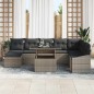 vidaXL Set di divani da giardino a 9 pezzi con cuscini grigi in rattan sintetico
