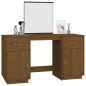 Set Toeletta con Specchio Marrone Miele Legno Massello di Pino Set Toeletta con Specchio Marrone Miele Legno Massello di Pino