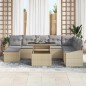 vidaXL Set da giardino 9 pezzi con cuscini beige in polyrattan