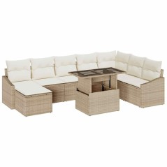 vidaXL Set di Divani da Giardino 9 Pezzi con Cuscini Beige in Rattan Sintetico