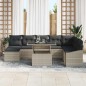vidaXL Set di Divani da Giardino 9 Pezzi con Cuscini Grigio Chiaro in Rattan Sintetico
