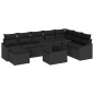 vidaXL Set Divano da Giardino 9 Pezzi con Cuscini Neri in Rattan Sintetico