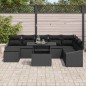 vidaXL Set Divano da Giardino 9 Pezzi con Cuscini Neri in Rattan Sintetico
