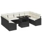 vidaXL Set Divano da Giardino 10 Pezzi con Cuscini Neri in Rattan Sintetico