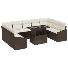 vidaXL Set di divani da giardino 10 pezzi con cuscini marroni in rattan sintetico