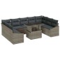 vidaXL Set divano da giardino 10 pezzi con cuscini grigi in rattan sintetico. vidaXL Set divano da giardino 10 pezzi con cuscini grigi in rattan sintetico.