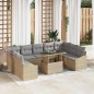 vidaXL Set di Divani da Giardino 10 Pezzi con Cuscini Beige in Rattan Sintetico
