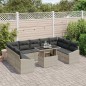 vidaXL Set di Divani da Giardino da 10 Pezzi con Cuscini Grigio Chiaro in Rattan Sintetico
