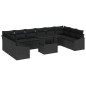 vidaXL Set Giardino 11 Pezzi con Cuscini in Rattan Nero