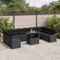 vidaXL Set Giardino 11 Pezzi con Cuscini in Rattan Nero