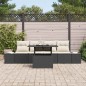 vidaXL Set da Giardino 5 Pezzi con Cuscini in Rattan Nero