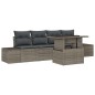 vidaXL Set di divani da giardino 5 pezzi con cuscini grigi in rattan sintetico