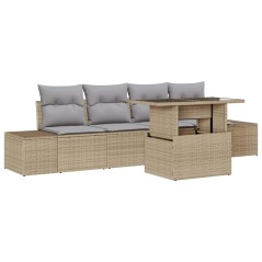 vidaXL Set di mobili da giardino 5 pezzi con cuscini - Beige in rattan sintetico