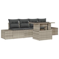 vidaXL Set da giardino 5 pezzi con cuscini grigi in rattan sintetico