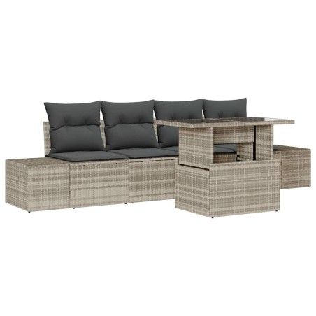 vidaXL Set da giardino 5 pezzi con cuscini grigi in rattan sintetico