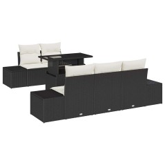 vidaXL Set da Giardino in 6 Pezzi con Cuscini Neri in Rattan Sintetico