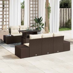 vidaXL Set da Giardino di 6 Pezzi con Cuscini Marrone in Rattan Sintetico