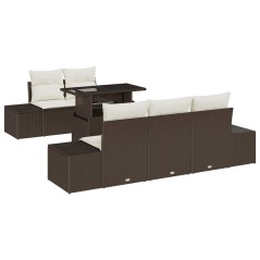 vidaXL Set da Giardino di 6 Pezzi con Cuscini Marrone in Rattan Sintetico