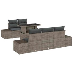 vidaXL Set di 6 divani da giardino con cuscini grigi in rattan sintetico