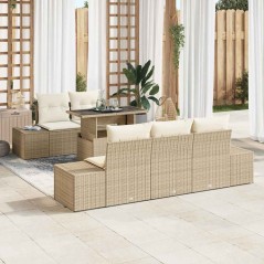 vidaXL Set di 6 divani da giardino con cuscini beige in polyrattan