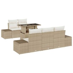 vidaXL Set di 6 divani da giardino con cuscini beige in polyrattan