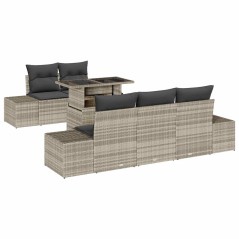 vidaXL Set di Divani da Giardino 6 Pezzi con Cuscini Grigio Chiaro in Rattan Sintetico