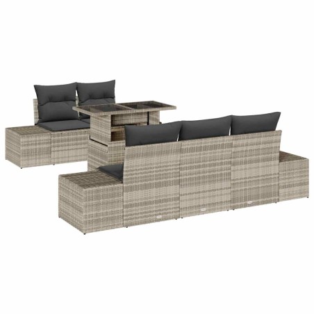 vidaXL Set di Divani da Giardino 6 Pezzi con Cuscini Grigio Chiaro in Rattan Sintetico