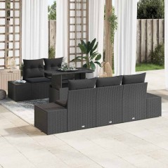vidaXL Set di mobili da giardino , 6 pezzi con cuscini in rattan nero