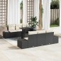 vidaXL Set di divani da giardino in 7 pezzi con cuscini in rattan nero