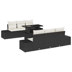 vidaXL Set di divani da giardino in 7 pezzi con cuscini in rattan nero