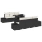 vidaXL Set di divani da giardino in 7 pezzi con cuscini in rattan nero