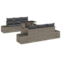 vidaXL Set di Divani da Giardino a 7 Pezzi con Cuscini Grigi in Rattan