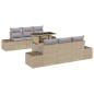 vidaXL Set divani giardino 7 pezzi con cuscini beige in rattan sintetico