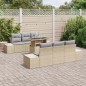 vidaXL Set divani giardino 7 pezzi con cuscini beige in rattan sintetico