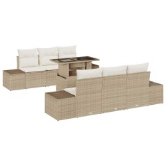 vidaXL Set divano da giardino 7 pezzi con cuscini beige in rattan sintetico