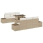 vidaXL Set divano da giardino 7 pezzi con cuscini beige in rattan sintetico