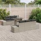 vidaXL Set di divani da giardino 7 pezzi con cuscini grigio chiaro in rattan sintetico