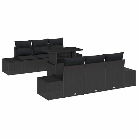 vidaXL Set di divani da giardino in 7 pezzi con cuscini in rattan nero