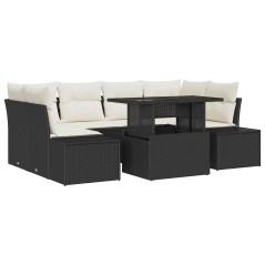 vidaXL Set di divani da giardino 7 pezzi con cuscini in rattan sintetico nero